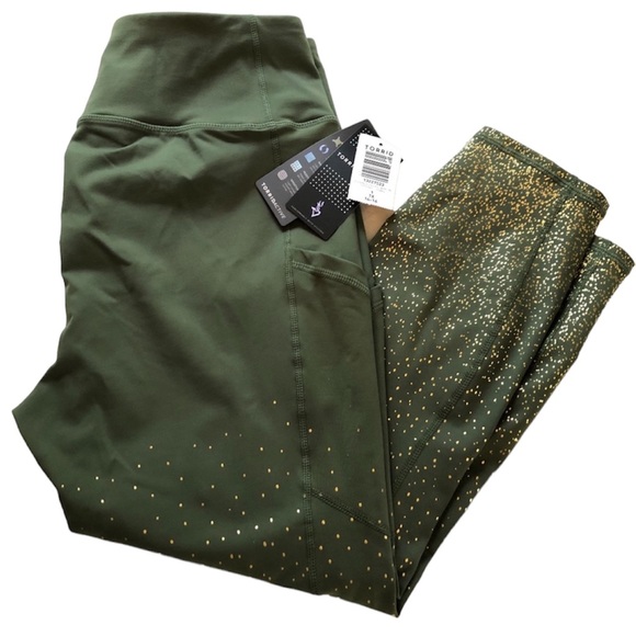 Torrid Women’s Plus Size Olive Green Gold Dot Crop Active Legging Size 1X - Picture 9 of 11
